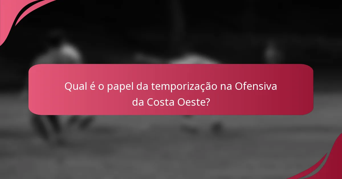Qual é o papel da temporização na Ofensiva da Costa Oeste?